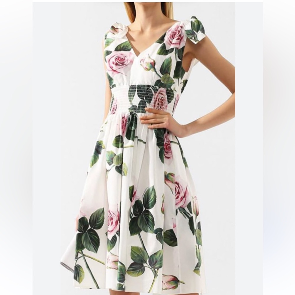 Dolce & Gabbana Poplin Rose Midi Dress